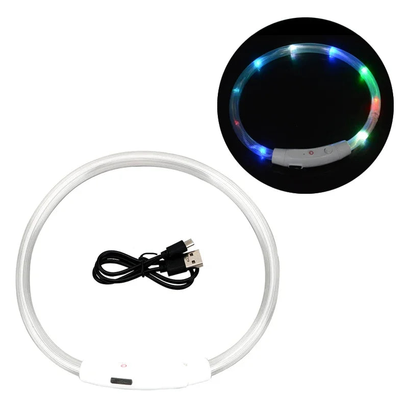 4 Modes Dog Luminou Charge Collar Led Usb Cat Silicone Colorful Collar Detachable Night Glow Pet Loss Prevention Dog Accessories