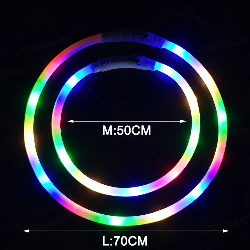 4 Modes Dog Luminou Charge Collar Led Usb Cat Silicone Colorful Collar Detachable Night Glow Pet Loss Prevention Dog Accessories