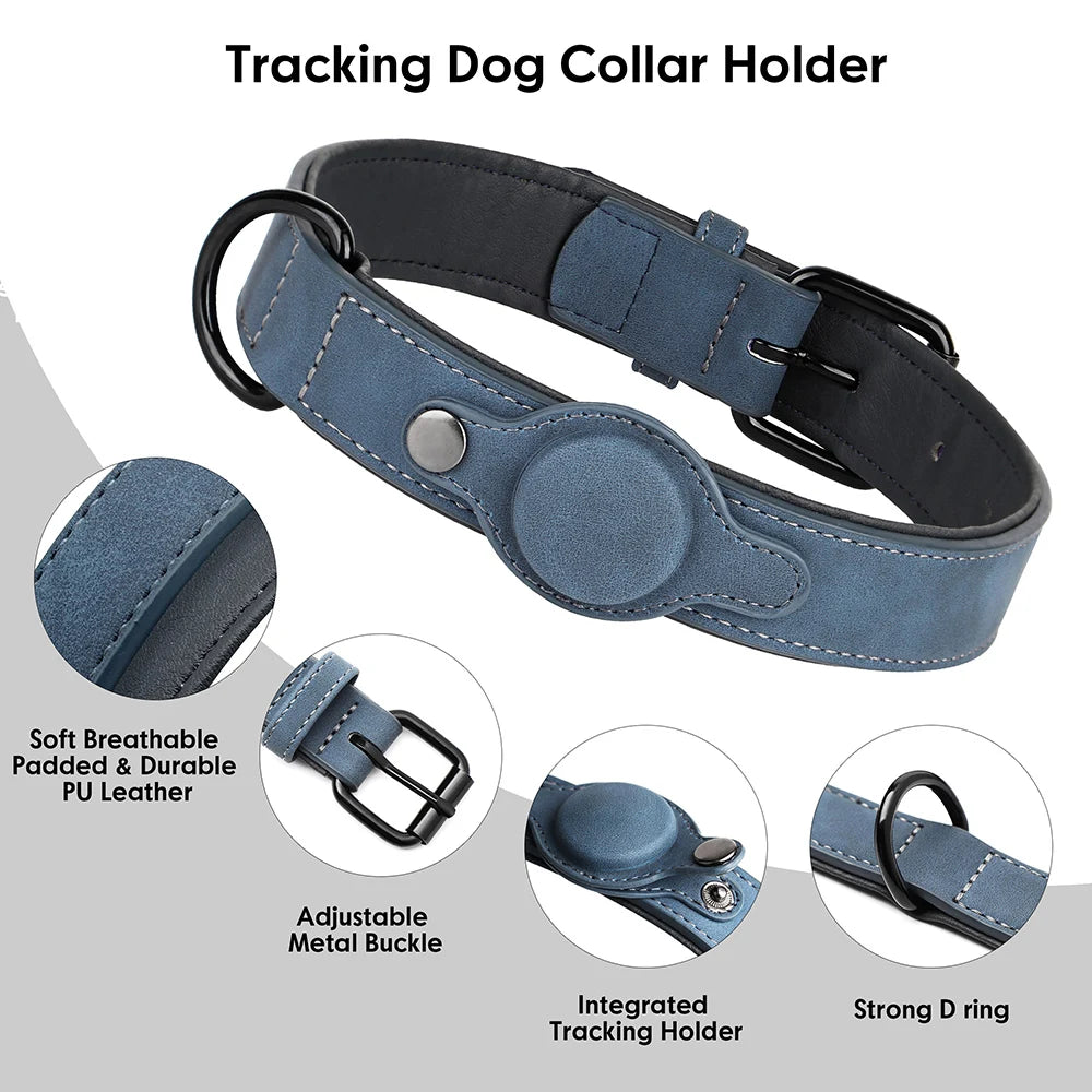 GPS Tracker Dog Collar High Quality Leather Pet Collars Anti-lost Tag Collar Adjustable for Small Medium Dogs Accessories