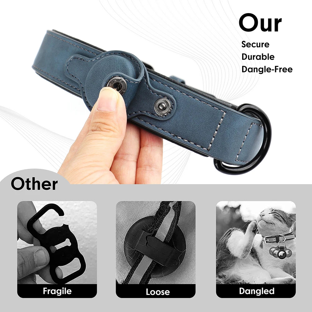 GPS Tracker Dog Collar High Quality Leather Pet Collars Anti-lost Tag Collar Adjustable for Small Medium Dogs Accessories