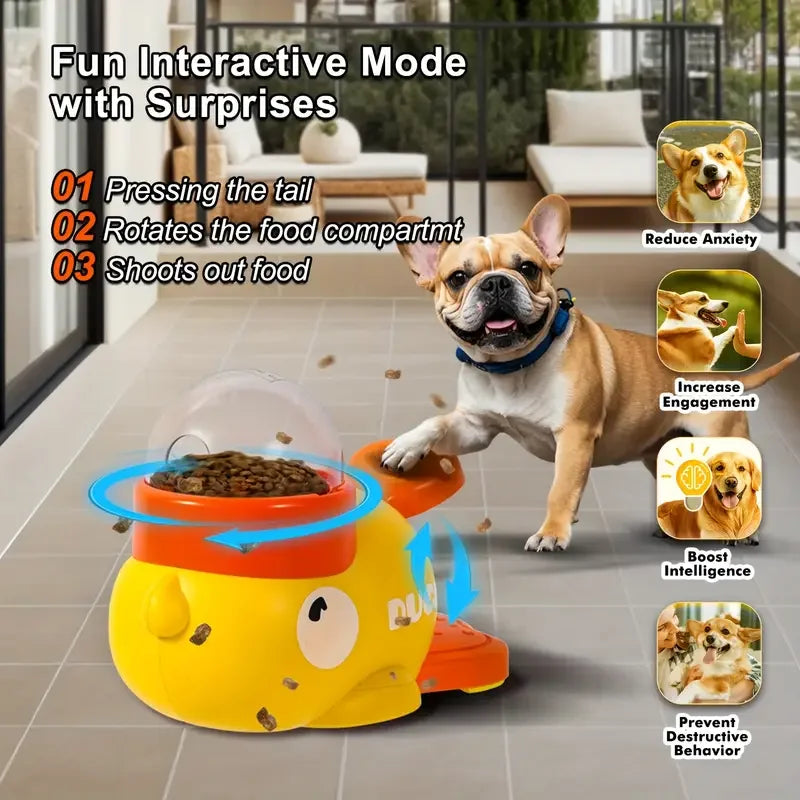 Yellow Duck-Shaped Interactive Dog Treat Dispenser Durable Plastic Training dogToy Puzzle Slow Feeder Dog Entertainment Toy
